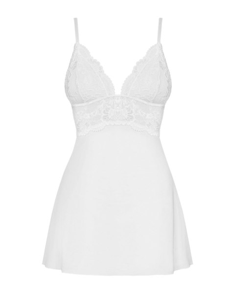 Uwodzicielska Biała Babydoll z Koronką i Stringi - Rozmiar L/XL