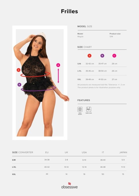 Zmysłowe body pokojówki Frilles 2XL/3XL