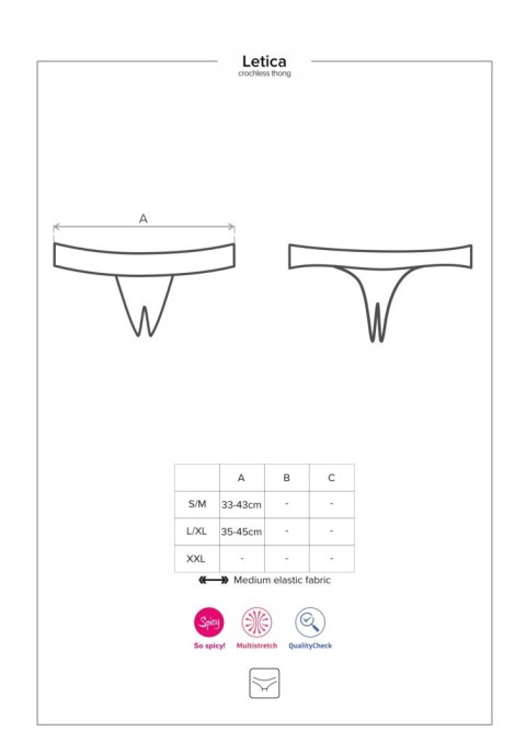 Stringi Letica – Otwarte koronkowe, czarne L/XL