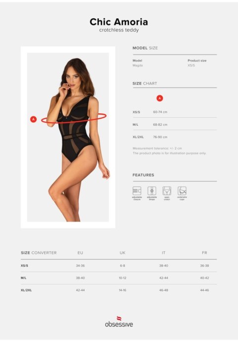 Amoria – Szykowny body z otwartym krokiem XS/S