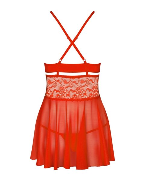 Seksowna Czerwona Babydoll z Koronką i Stringami (Rozmiar S/M)