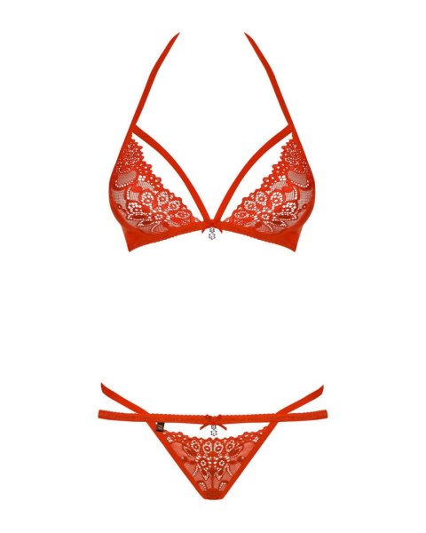 Zmysłowy dwuczęściowy komplet bielizny 838-SET-3, czerwony S/M