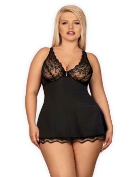 Elegancka babydoll Luvae ze stringami – czarna, rozmiar XXL