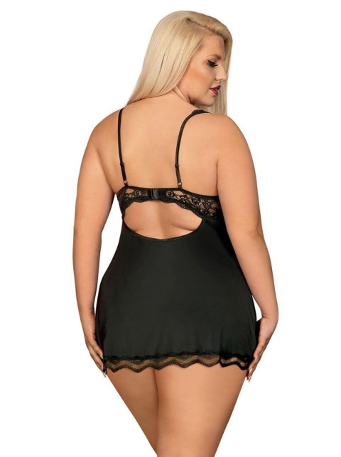 Elegancka babydoll Luvae ze stringami – czarna, rozmiar XXL