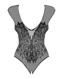 Zmysłowe Body B112 z Siateczką i Otwartym Krokiem (Rozmiary S/M/L)