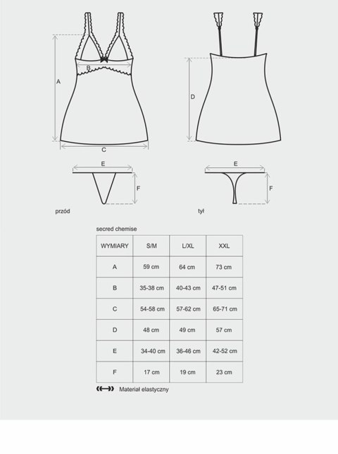 Elegancka Koszulka Secret z Stringami L/XL