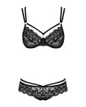 Zmysłowy dwuczęściowy komplet bielizny koronkowej 860-SET-1, czarny (L/XL)