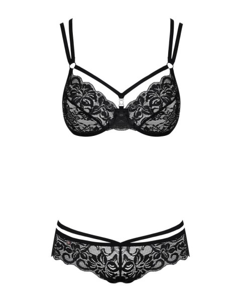 Zmysłowy dwuczęściowy komplet bielizny koronkowej 860-SET-1, czarny (L/XL)